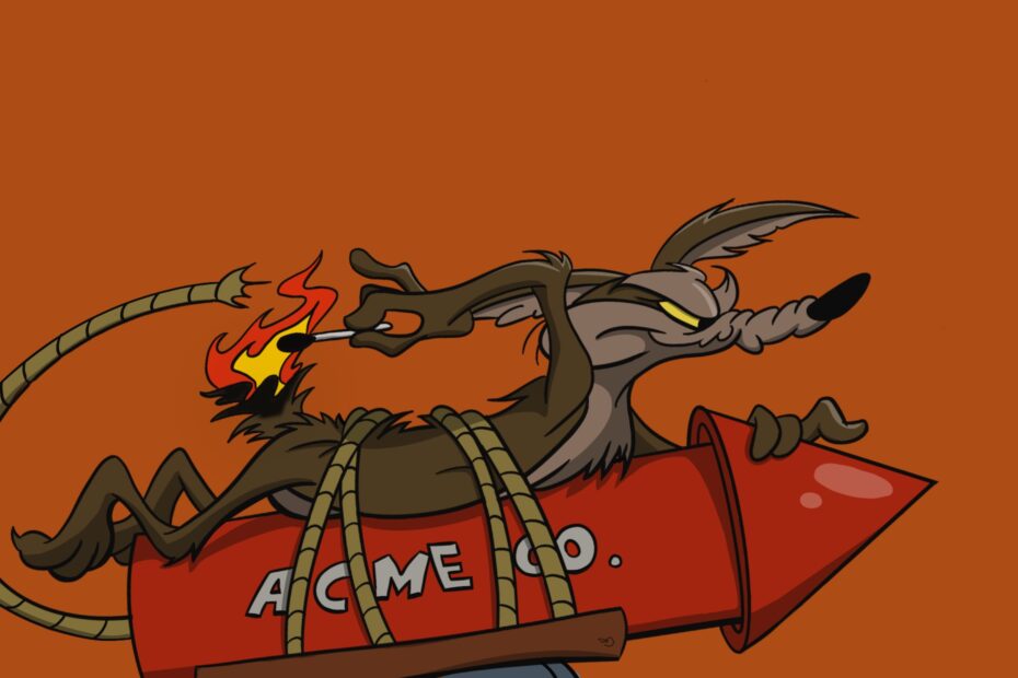 Wile E Coyote on a rocket